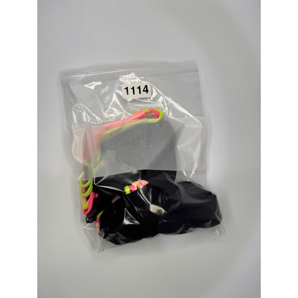 Victoria's Secret Black Hot Pink Orange Yellow NEON Strappy Cheeky Swim Set Med - Picture 16 of 16